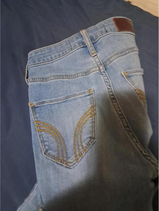 Hollister Women' Blue Jeans Size 00r High Rise Slim Straight Stretch W23 L26 Cut - Picture 7 of 8